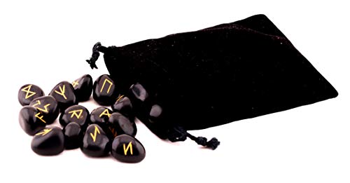 Black Tourmaline Runes with Altar Cloth